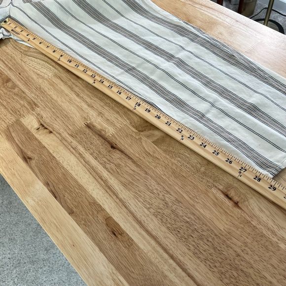 J. Jill Striped Linen Blend Pull On Pants Ankle Crop Beach Ivory Size Medium - Picture 10 of 11